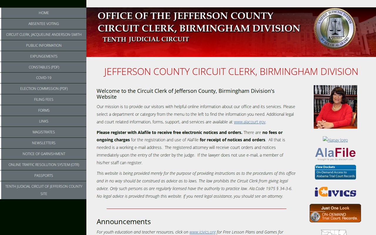 Jefferson Circuit Clerk source for a Trussville resident lookup